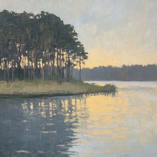 Serene River Oil Painting | Hand-Painted Landscape Wall Art from Dafen Village Studio | Tranquil Water Scene Canvas for Living Room, Bedroom, or Office Décor | Custom Nature Artwork