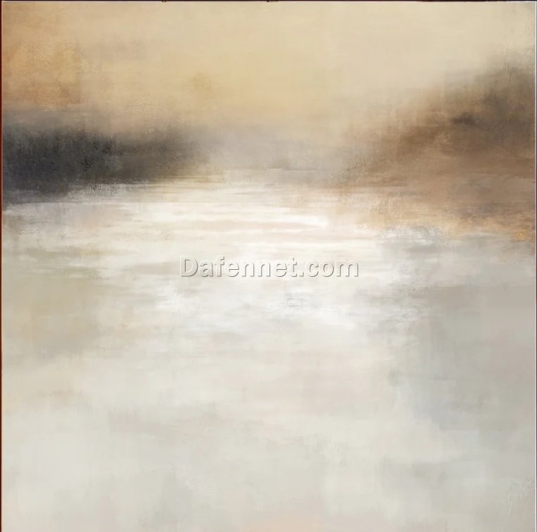 Modern Serene River Oil Painting | Hand-Painted Contemporary Wall Art from Dafen Village Studio | Elegant Minimalist Landscape Canvas for Modern Home Décor | Custom Tranquil Artwork