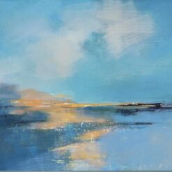 Blue Abstract Ocean Beach Oil Painting | Handcrafted Seaside Wall Art | Premium Beach Landscape Artwork | Ideal for Living Room & Hotel Décor