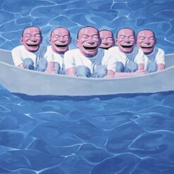 Yue Minjun Oil Painting – Contemporary Chinese Art ‘Boat’ from Laughing Series | Dafen Studio