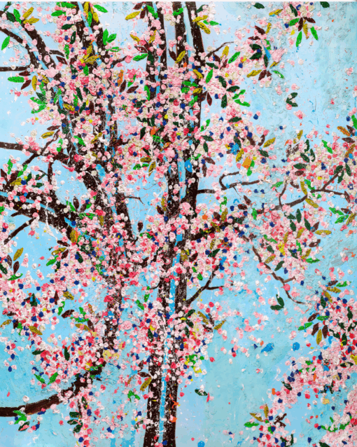 Pintura al óleo pintada a mano de flores de cerezo | Dafen Village Art Studio | Reproducción de arte de pared japonés Sakura