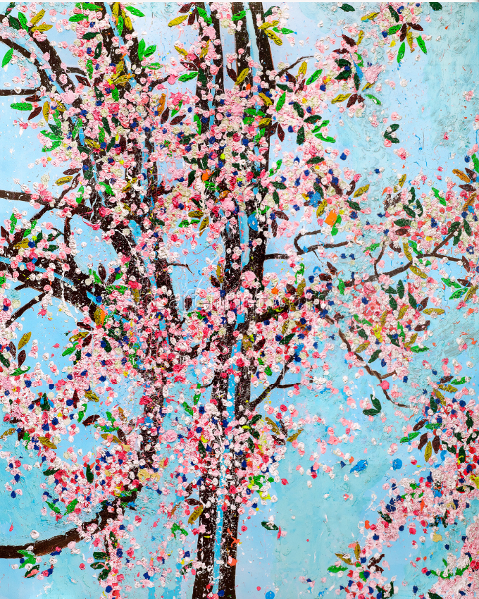 Hand-Painted Cherry Blossom Oil Painting | Dafen Village Art Studio | Japanese Sakura Wall Art Reproduction