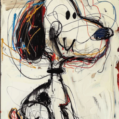 Abstract Graffiti Dog Oil Painting – Colorful Street Art Style from Dafen Village