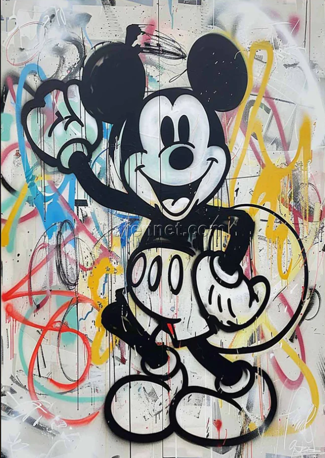 Graffiti Mickey Mouse Oil Painting – Street Art Style from Dafen Village