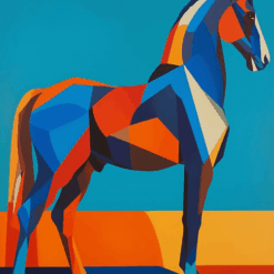 Colorful Horse Cubism Oil Painting – Abstract Modern Canvas Art by Dafen Village Oil Painting Studio