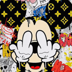 Dafen Village Pop Art Style Mickey Mouse Graffiti Painting – Custom Hand-Painted Wall Art for Home & Kids Room Decor