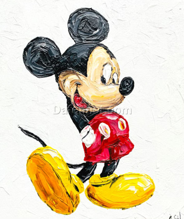 Mickey Mouse Canvas Painting – Pop Art Style Abstract Wall Art | Custom Hand-Painted by Dafen Village Oil Painting Studio