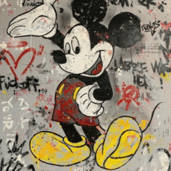 Mickey Mouse Canvas Painting Graffiti Art – Custom Hand-Painted Replica by Dafen Village Oil Painting Studio