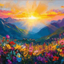 Sunrise in the Valley Oil Painting – Hand-Painted Landscape Wall Art from Dafen Village Studio