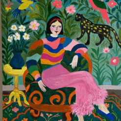 Minimalist Color Interior with Woman – Modern Abstract Oil Painting from Dafen Village Studio