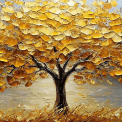 Large Abstract Golden Tree of Life Oil Painting – Feng Shui Wall Art for Home Décor, Hand-Painted in Dafen Village