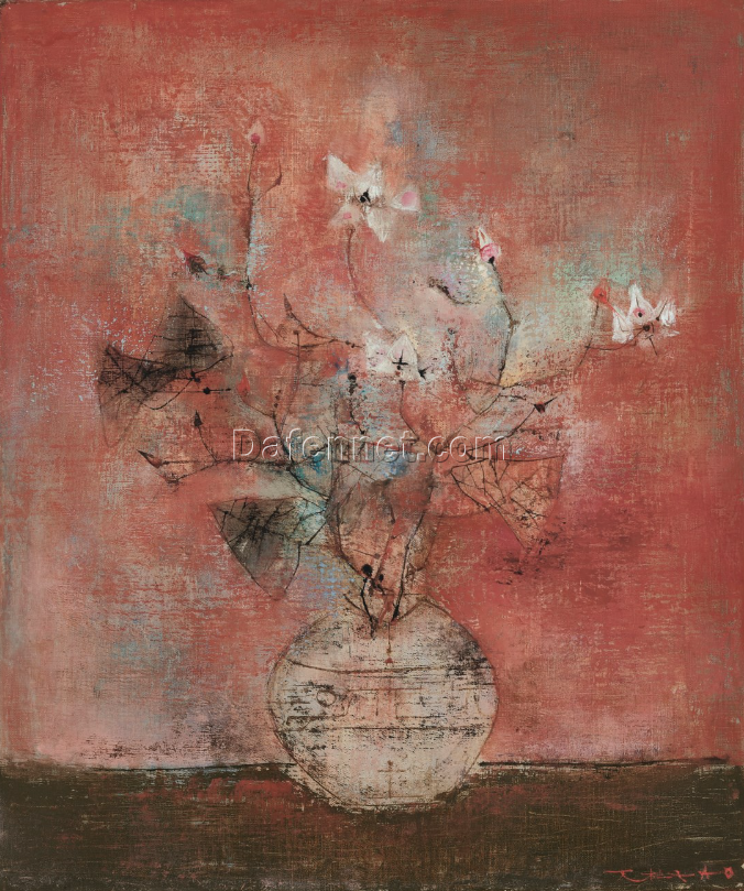 Zao Wou-Ki Roses Oil Painting Reproduction | Dafen Village Studio Hand-Painted Abstract Art on Canvas