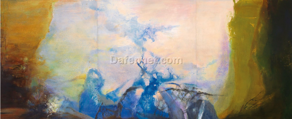 Zao Wou-Ki “Triptyque 1987-1988” Abstract Oil Painting – Dafen Village Custom Art