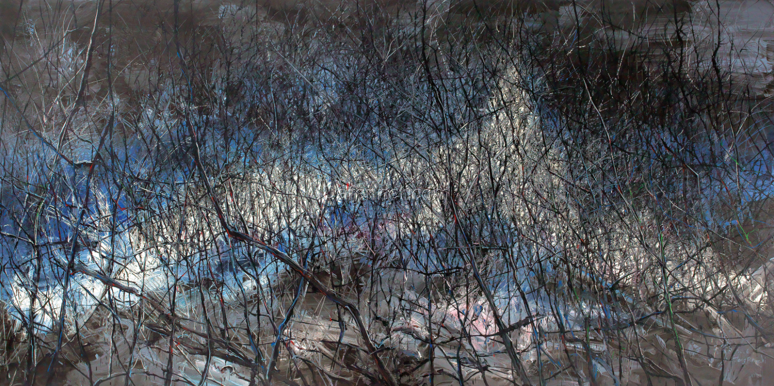 Hand-Painted Replica of Zeng Fanzhi “Untitled 06-3” | Modern Chinese Oil Painting for Home Décor