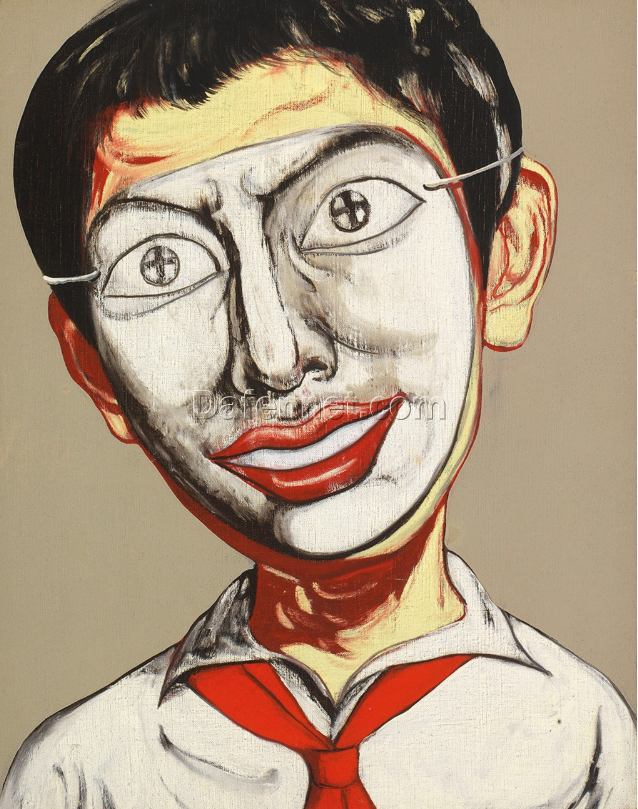 Hand-Painted Reproduction of Zeng Fanzhi “Mask Series No.31” | Modern Chinese Oil Painting