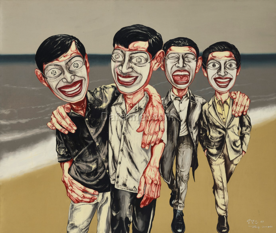Zeng Fanzhi “Mask Series No.4” Oil on Linen | Contemporary Chinese Expressionist Painting Replica