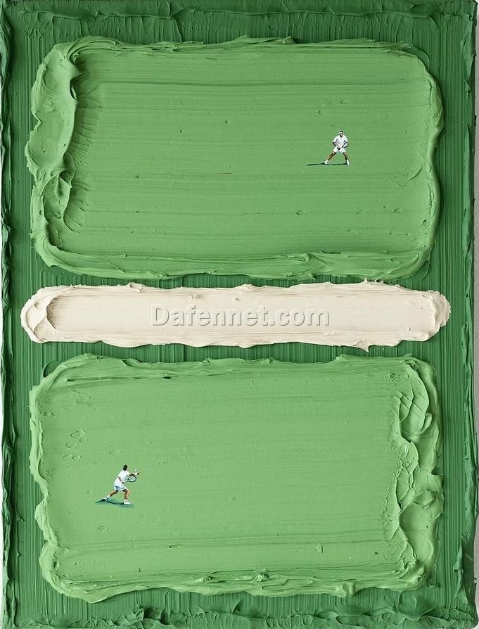 3D Tennis Oil Painting – Hand-Painted Textured Sports Wall Art | Modern Tennis Player Canvas for Home & Club Decoration