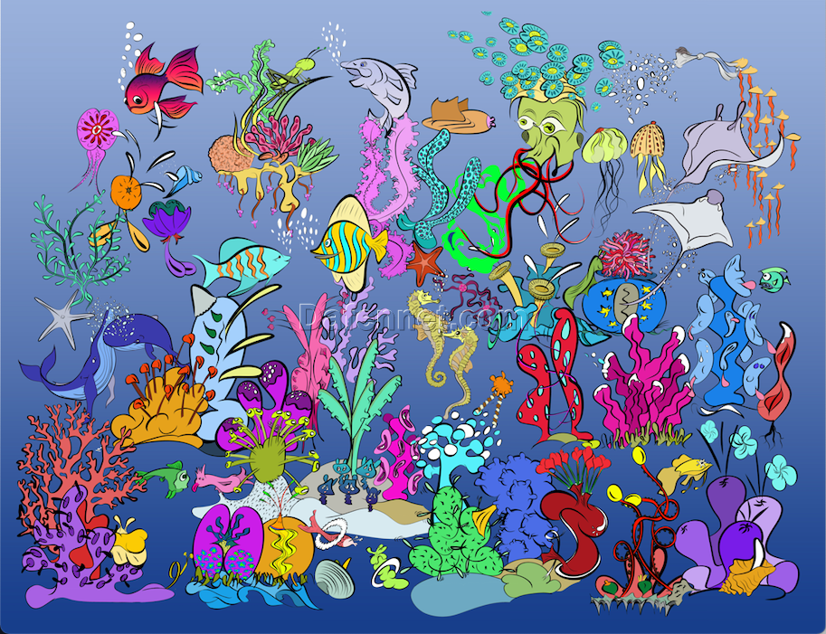 Underwater World Oil Painting Custom | Dafen Village Studio Hand-Painted Ocean Marine Life Wall Art