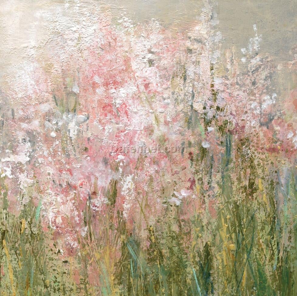 Abstract Pink Floral Oil Painting | Hand-Painted Impressionist Wall Art from Dafen Village Studio | Modern Home & Hotel Decor