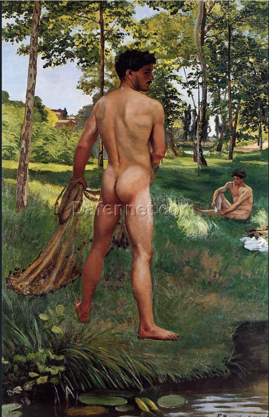 The Fisherman with a Net Oil Painting Reproduction – Frederic Bazille 1868 | Hand-Painted French Impressionist Art from Dafen Village Studio