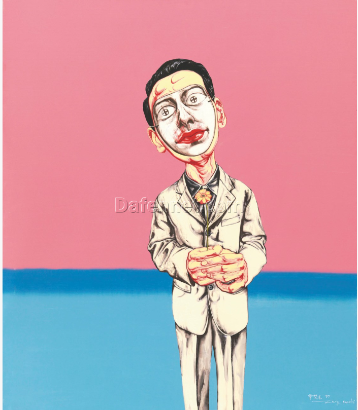 Zeng Fanzhi “Mask Series No.3” Oil Painting | Contemporary Chinese Expressionist Art on Canvas