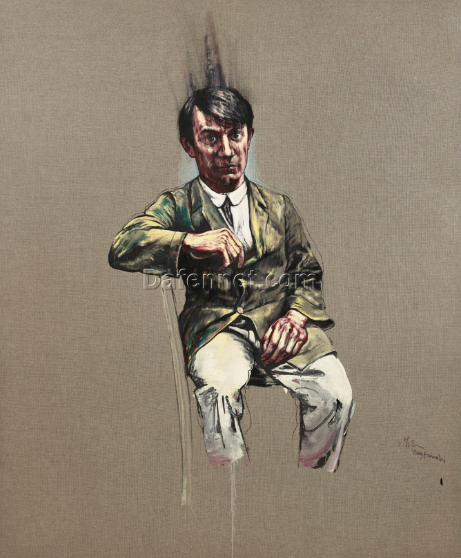 Zeng Fanzhi Oil Painting “Picasso” | Contemporary Chinese Expressionist Art on Canvas, Oil Color Artwork