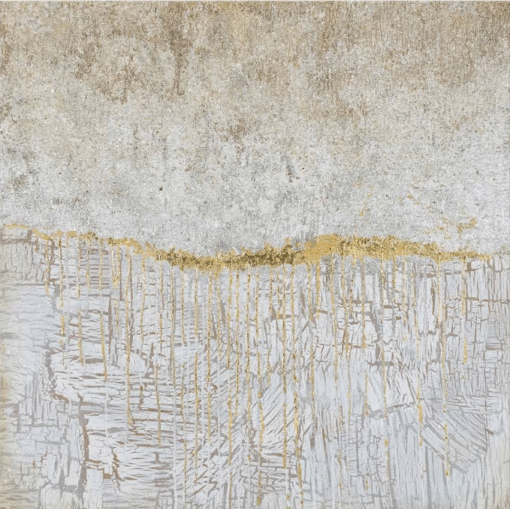 Abstract Oil Painting with Metallic Gold Cracks – Custom Large Canvas Art for Luxury Home Decoration