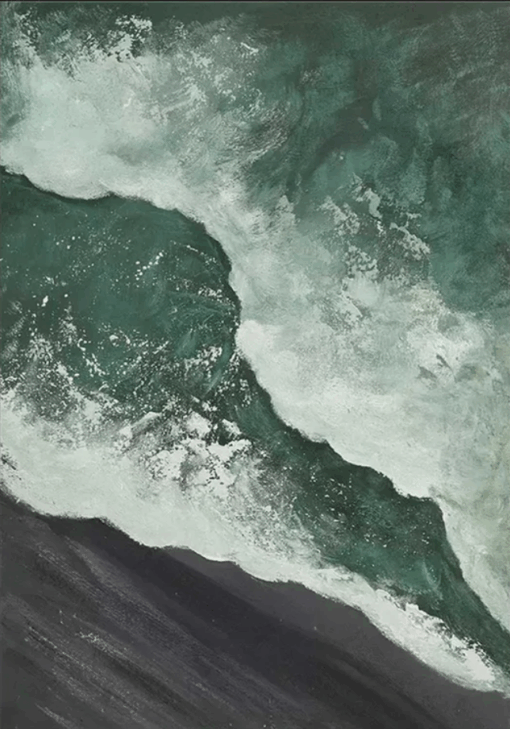 Emerald Tide Oceanic Dreams Abstract Oil Painting | Modern Ocean Wall Art Décor