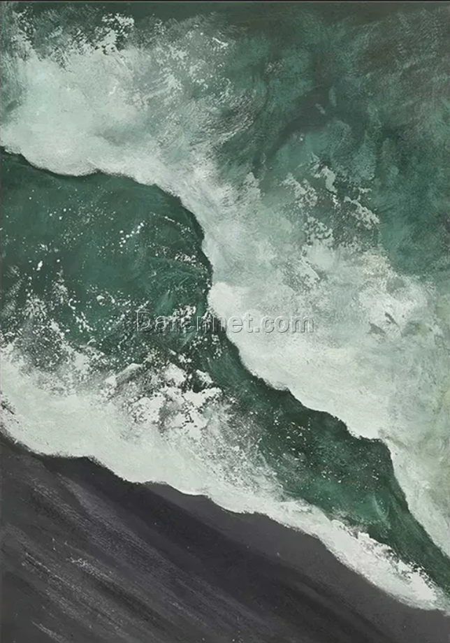 Emerald Tide Oceanic Dreams Abstract Oil Painting | Modern Ocean Wall Art Décor