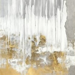 Gold and White Abstract Minimalist Oil Painting – Modern Textured Wall Art | Hand-Painted Canvas
