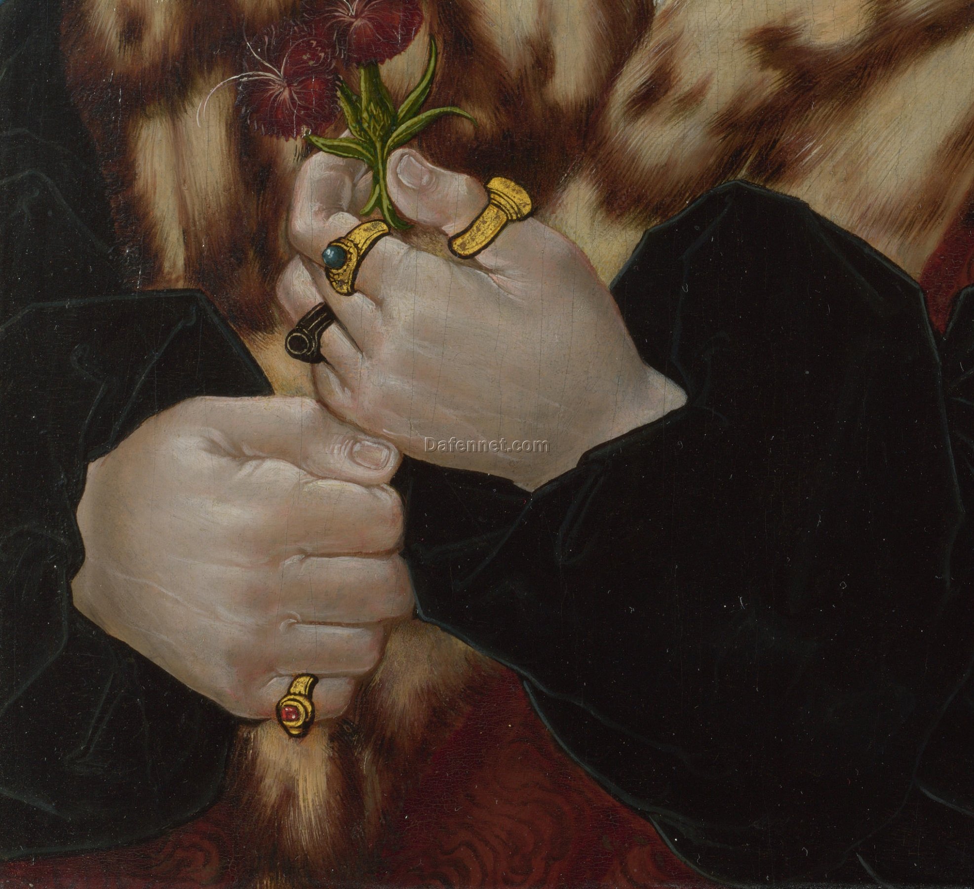 Renaissance Hands with Rings Oil Painting – Hand-Painted Classical Art Reproduction | Old Master Style Portrait Detail | Custom Dafen Village Canvas
