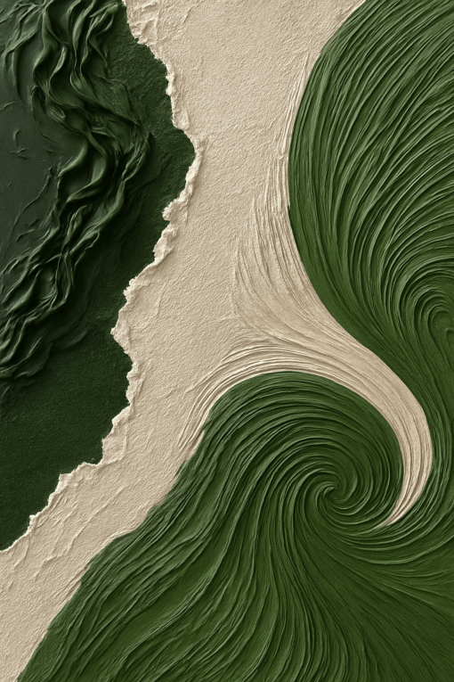 3D Abstract Green River Oil Painting – Modern Textured Wall Art | Handmade Dafen Canvas