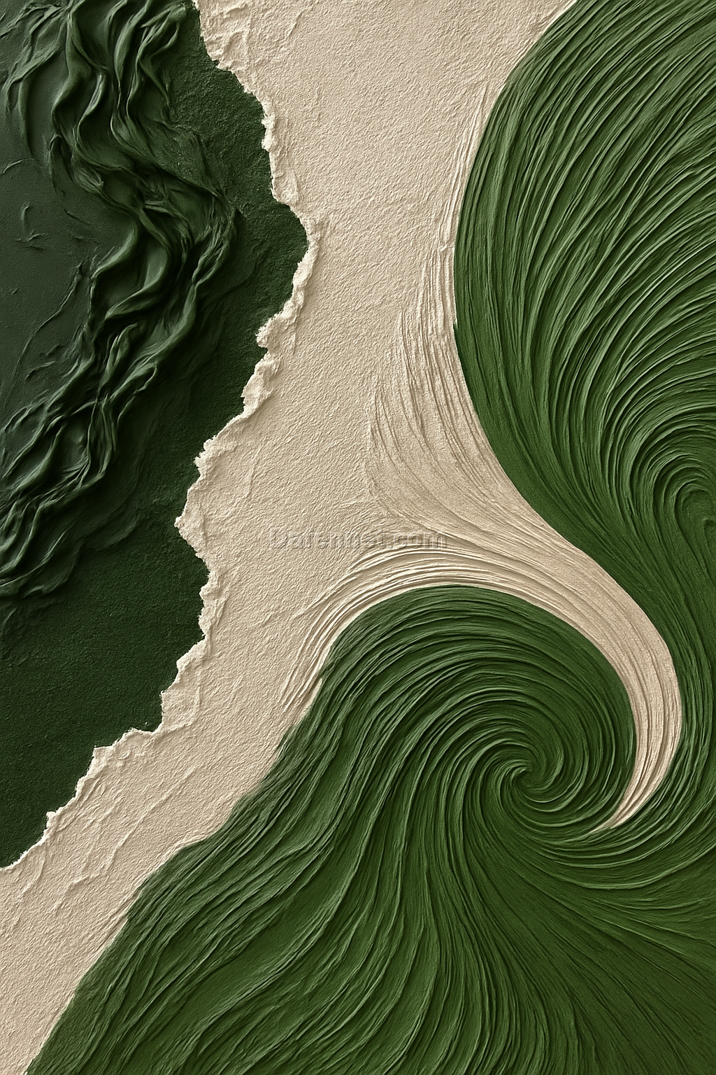 3D Abstract Green River Oil Painting – Modern Textured Wall Art | Handmade Dafen Canvas