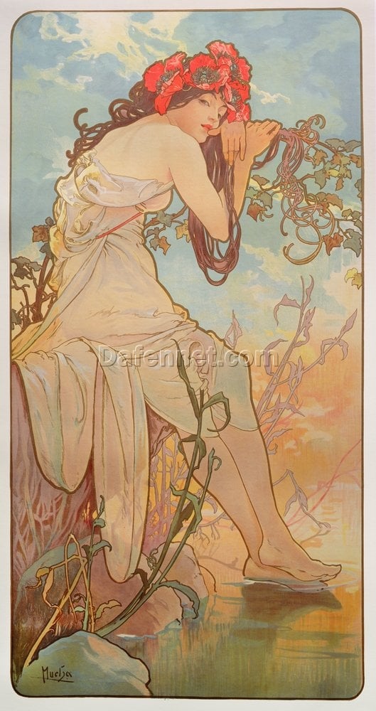 The Seasons: Summer, 1896 – Alphonse Mucha | Hand-Painted Oil on Canvas by Dafen Village Studio
