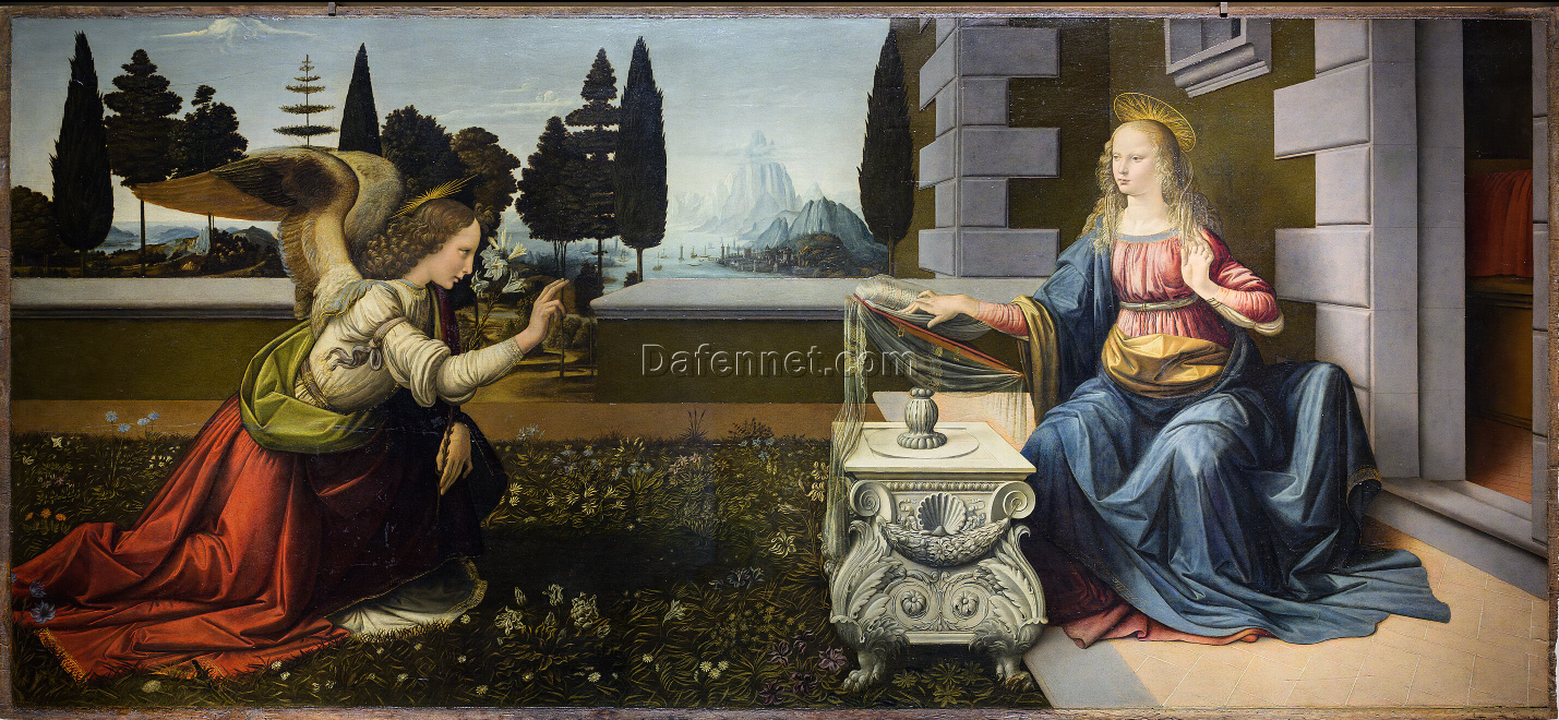 The Annunciation by Leonardo da Vinci – Museum-Quality Hand-Painted Reproduction | Renaissance Religious Art on Canvas or Panel | Dafen Village Masterpiece