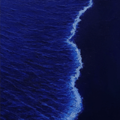 Blue 3D Wave Oil Painting, Handmade in Dafen Village, Modern Coastal Art for Home Decor