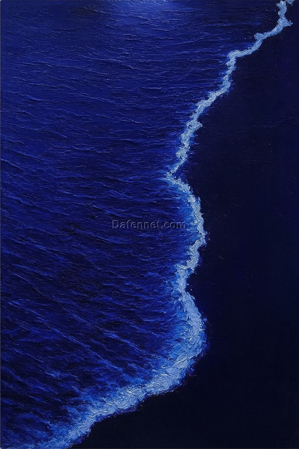 Blue 3D Wave Oil Painting, Handmade in Dafen Village, Modern Coastal Art for Home Decor