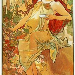 The Autumn (1896) – Alphonse Mucha | Hand-Painted Art Nouveau Oil Painting Reproduction