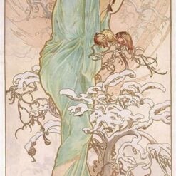 Winter (1896) by Alphonse Mucha — Hand-Painted Art Nouveau Masterpiece | The Seasons Series | Custom Reproduction by DaFen Village Studio