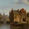 Adrianus Eversen (1818-1897) Handmade Oil Painting - Sunny Town View with a City Gate | Dafen Village Studio Replica 2 26541