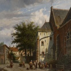 Adrianus Eversen (1818-1897) Handmade Oil Painting - Behind the Westerkerk in Enkhuizen | Dafen Village Replica