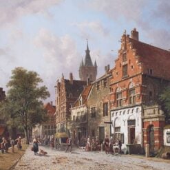 Adrianus Eversen — Delft, with the Prinsenhof in the Distance (1885) | Museum-Quality Hand-Painted Oil Reproduction