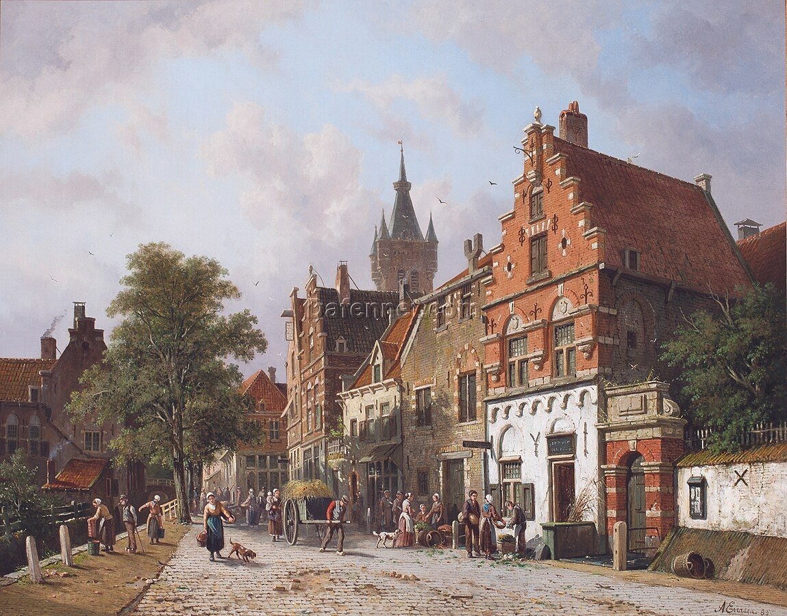 Adrianus Eversen — Delft, with the Prinsenhof in the Distance (1885) | Museum-Quality Hand-Painted Oil Reproduction