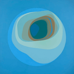 🌎 The Blue Planet – Helen Lundeberg | Hand-Painted Oil Reproduction | Modern Geometric Abstract Art