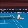 Dafen Village Hand-Painted Melbourne Open Tennis Court Retro Pop Art Oil Painting – Sports Branding Wall Art for Tennis Fans & Modern Decor
