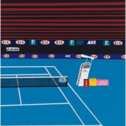 Dafen Village Hand-Painted Melbourne Open Tennis Court Retro Pop Art Oil Painting – Sports Branding Wall Art for Tennis Fans & Modern Decor