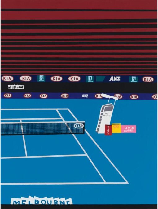 Dafen Village Hand-Painted Melbourne Open Tennis Court Retro Pop Art Oil Painting – Sports Branding Wall Art for Tennis Fans & Modern Decor