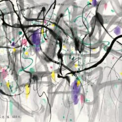 Wu Guanzhong Wisteria painting - Hand-painted modern Chinese abstract oil art reproduction with purple flowers