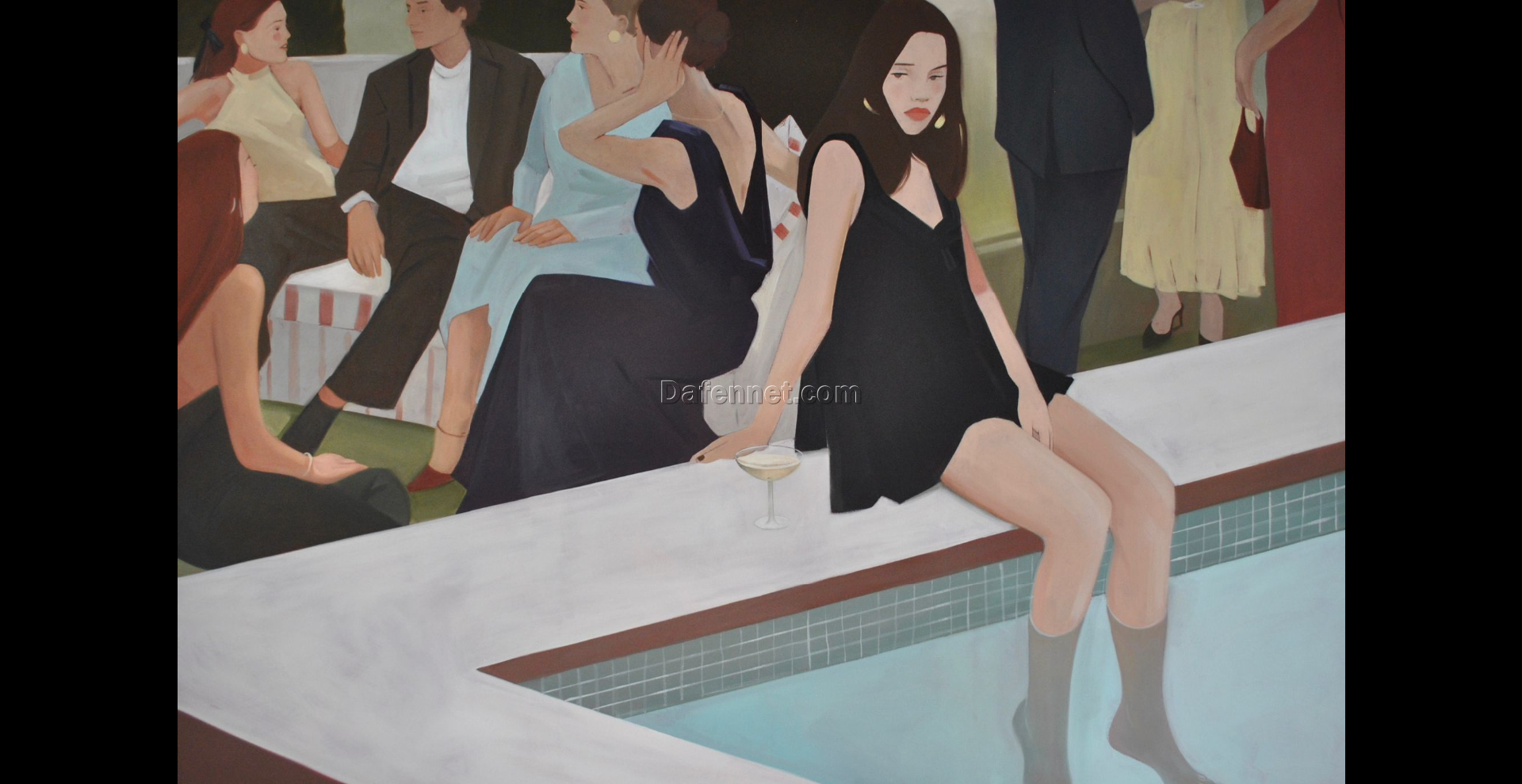 Hand-Painted Oil Painting Reproduction – Modern Poolside Figurative Scene  Dafen Village Oil Painting Studio | 100% Handmade Replica