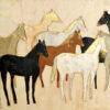 Contemporary Equestrian Wall Art - 100% Hand-Painted Gold Foil Horse Painting on Canvas 1 Abstract-horses-with-gold-foil-accents-textured-canvas-art